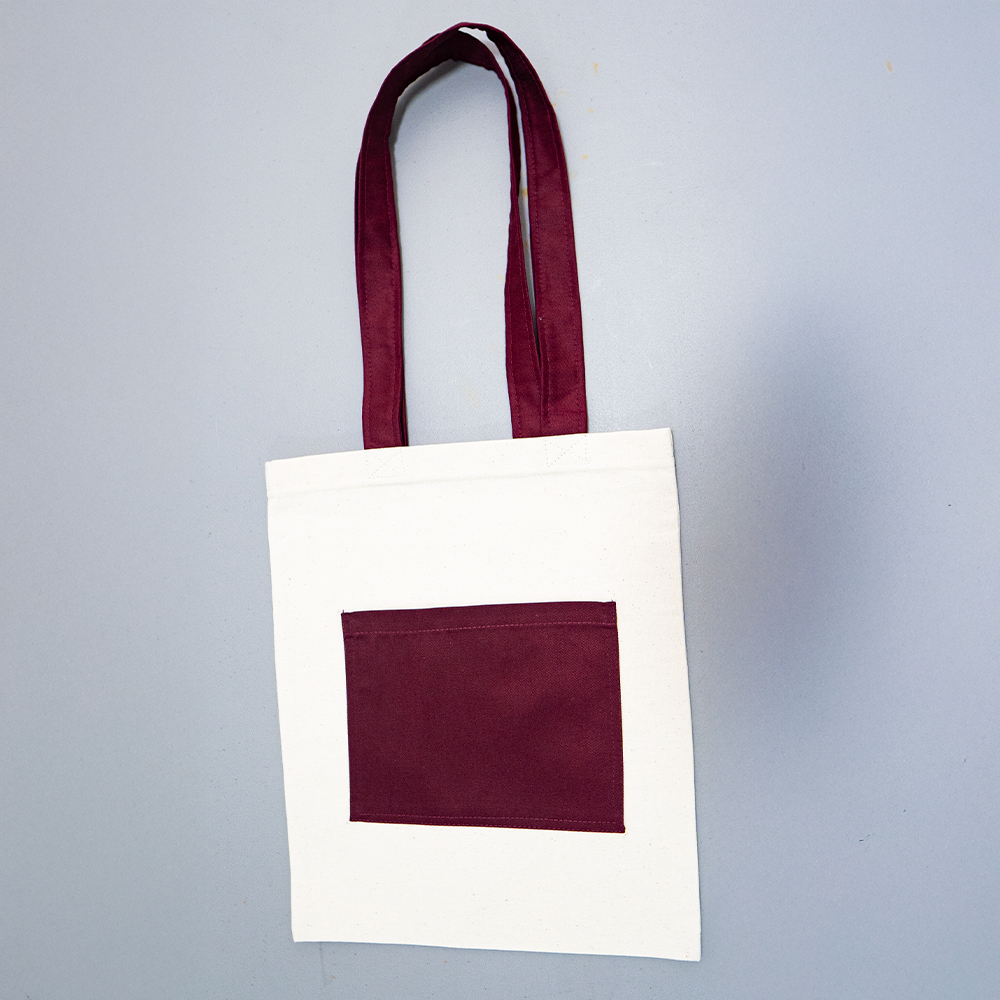 Bolsa vinotinto con blanco